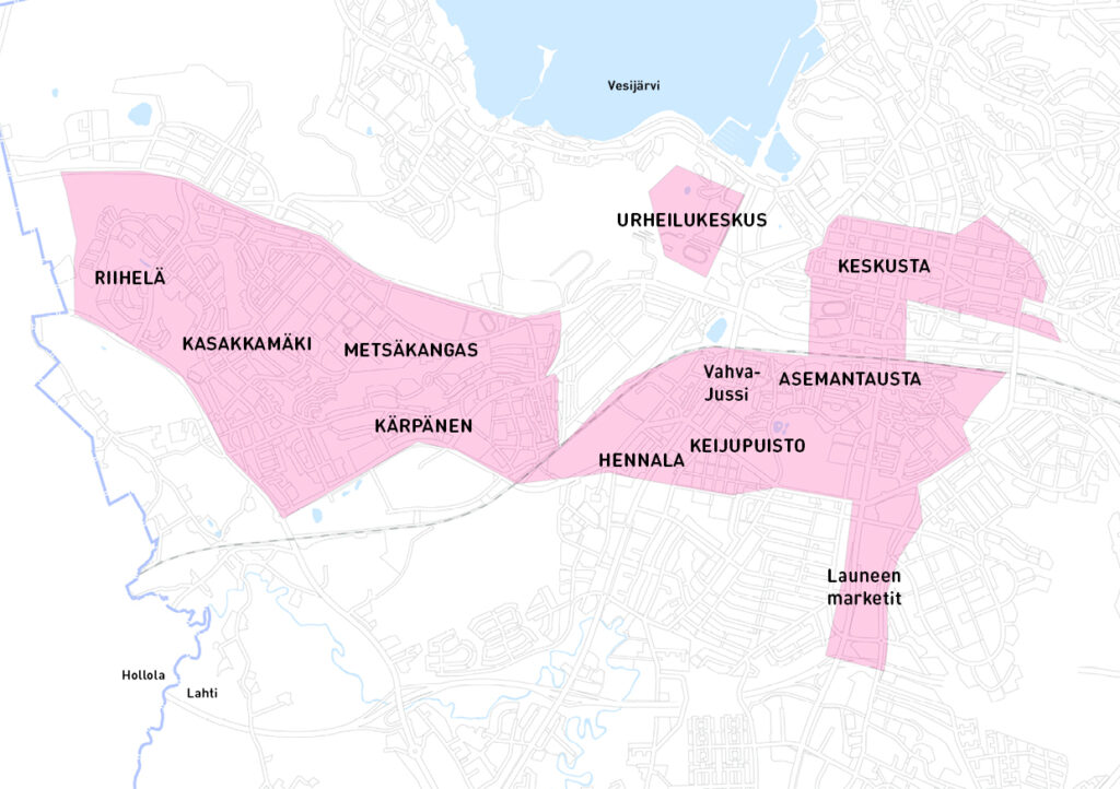 Lempin 4 kartta Riihelä - Launen marketit - Keskusta - Launeen marketit - Riihelä
